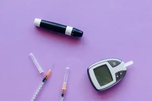 insulin meter and syringes. photo by Nataliya Vaitkevich
